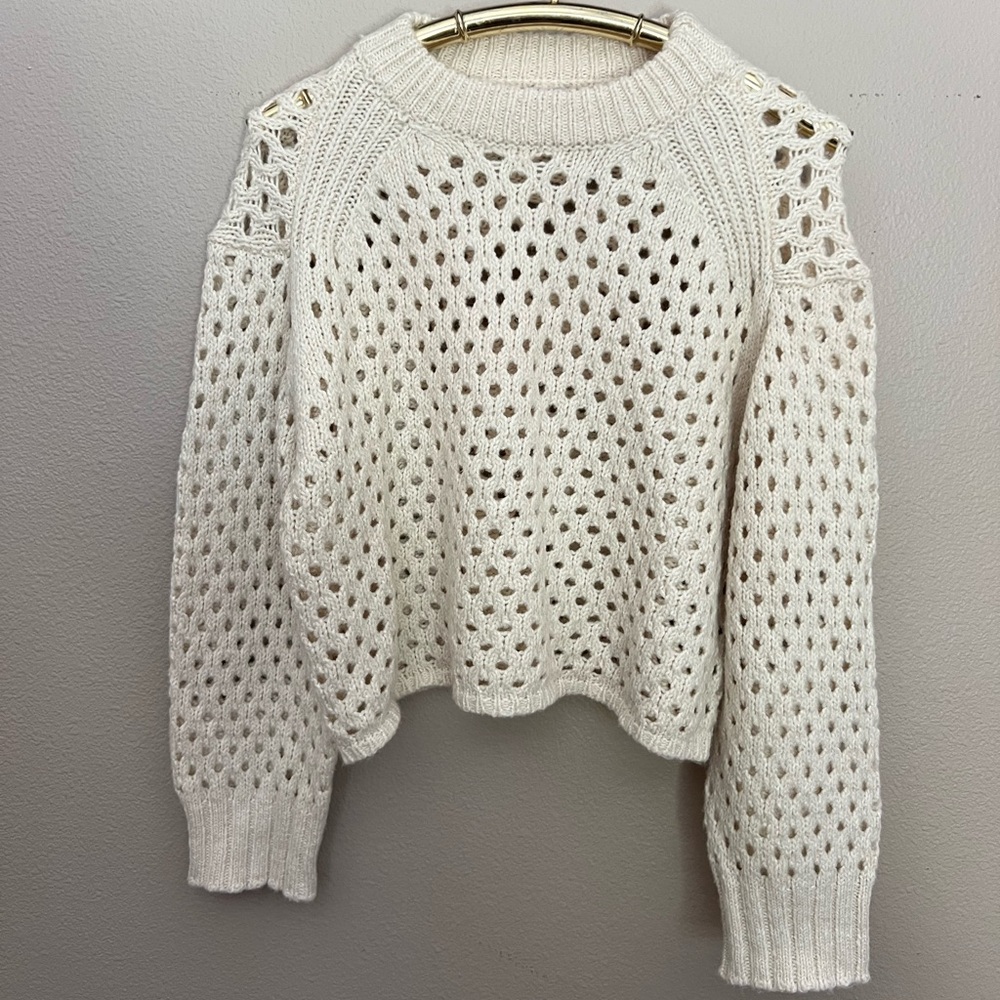 ASOS Cream Crew Neck Holey Sweater